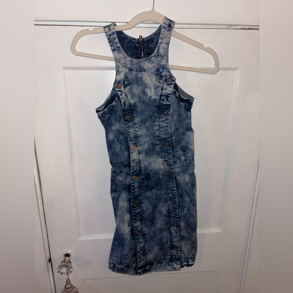 Bebe Blue Tie-Dye Denim Dress